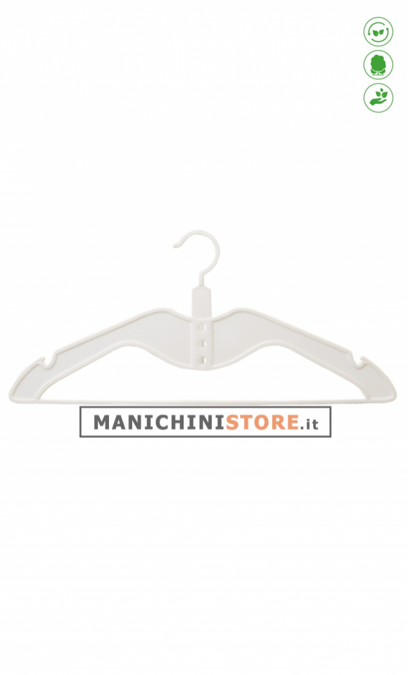 Space-saving clothes hanger 42.9 x 0.6 cm. White plastic