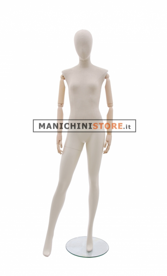 Female mannequin with wooden arms