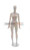 Sand fabric female mannequin with wooden arms