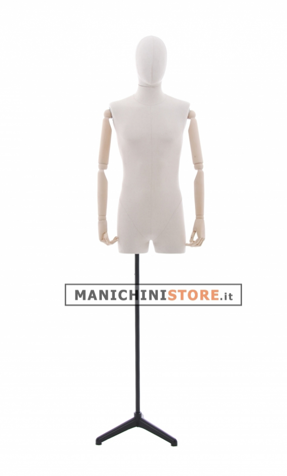 RENTAL of 1 fabric male bust with wooden arms and half legs