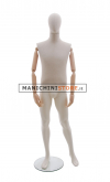 Sand fabric male mannequin with wooden arms