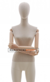 Sand fabric female mannequin with wooden arms