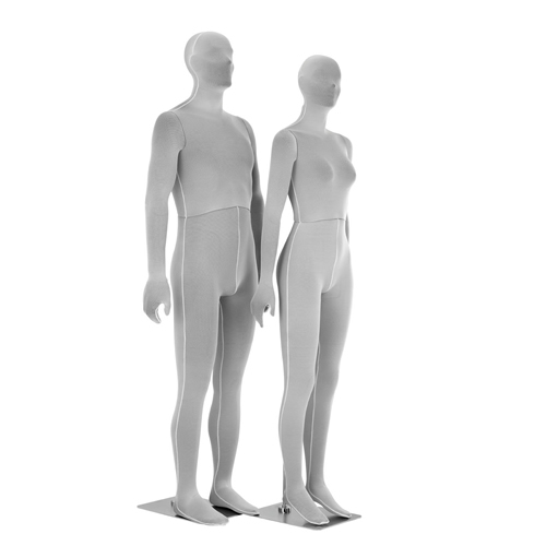 Articulated mannequin men and women covered in fabric