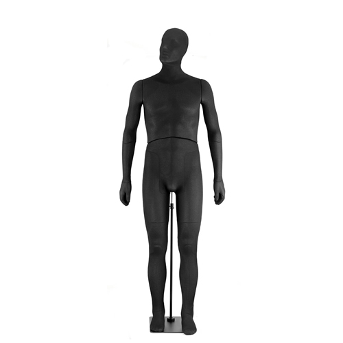 Articulated man mannequin upholstered in fabric