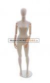 Sand fabric female mannequin with wooden arms