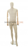 Linen male mannequin with wooden arms