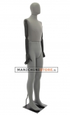 Plastic Lycra male mannequin with wooden arms - grey