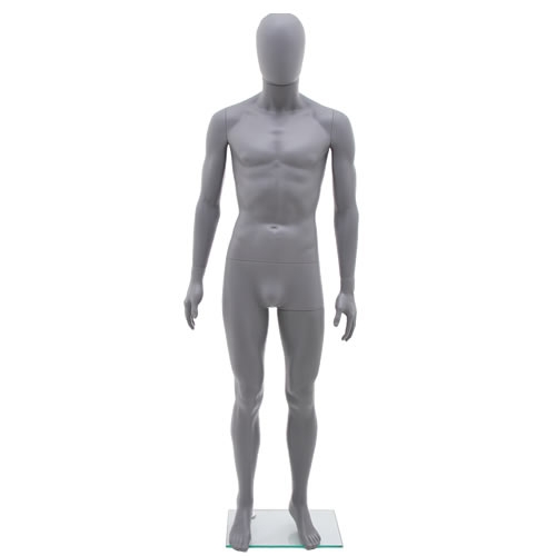 Rental service of 1 male mannequin with egg head - grey