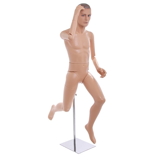 Male mannequin with super jointed neck attachment with double legs