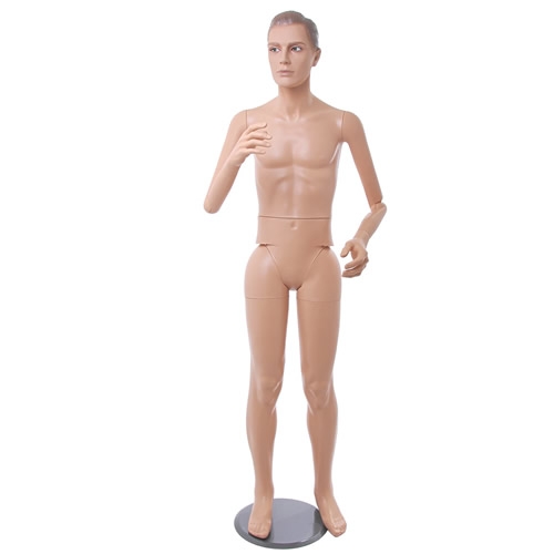 Jointed male mannequin with foot connection with double legs