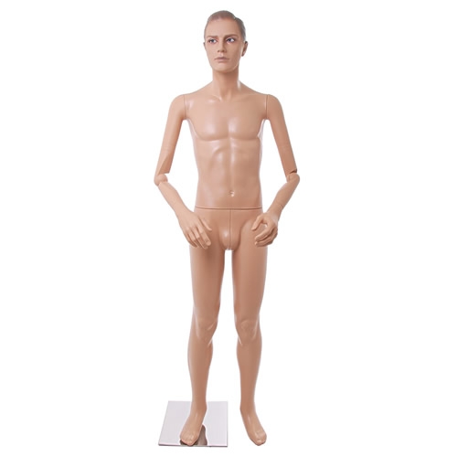 Male mannequin with jointed arms and calf connection