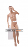 Jointed male mannequin with foot connection with double legs