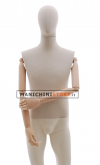 Sand fabric male mannequin with wooden arms