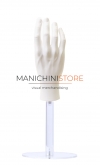 Male hand for gloves with plexiglass base - white