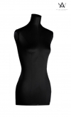 Back in Black busto lungo donna in satin nero con terminale rivestito