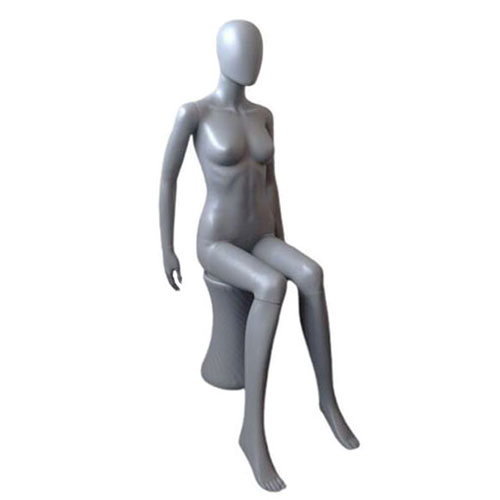 Rental of 1 seated female mannequin with egg head - grey