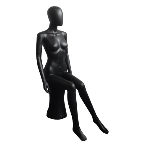 Rental of 1 seated female mannequin with egg head - black