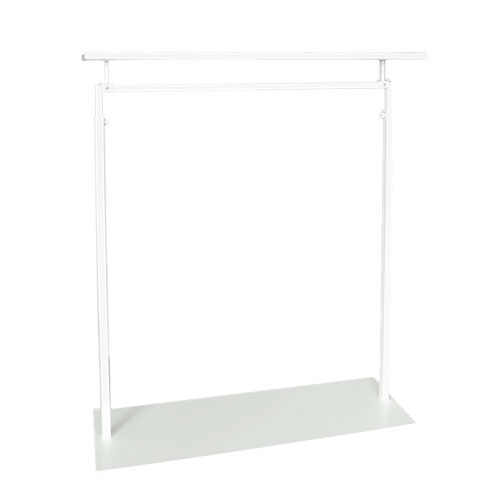 Adjustable clothes rack in square tube 100 with shelf - white