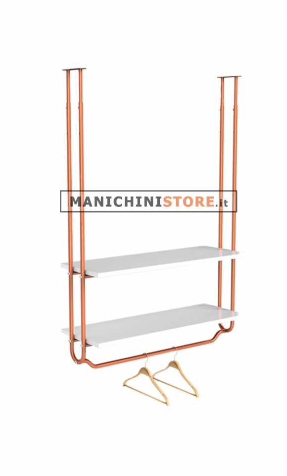 U ceiling rack with two shelves