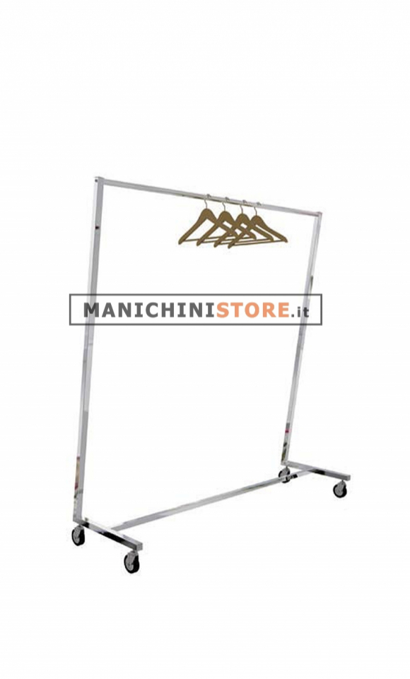 Fixed clothing rack in square tube chrome