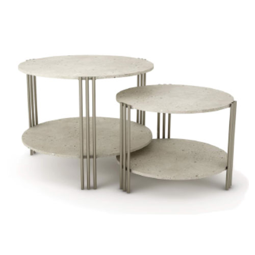 Pair of round display table