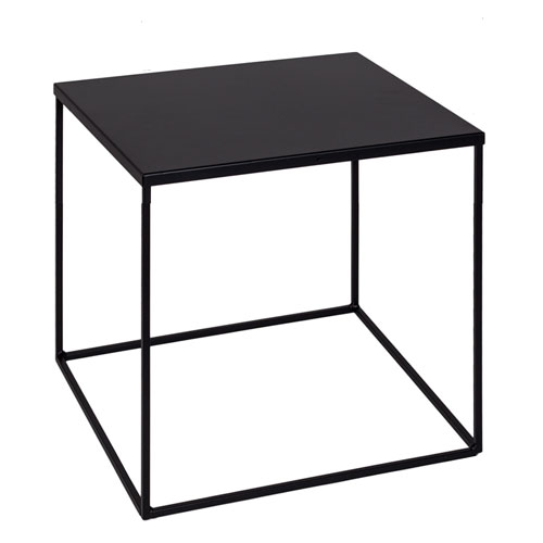 Cube table in black painted iron wire - 40 cm