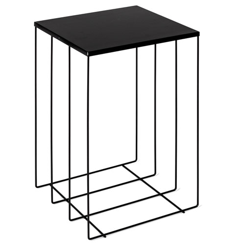 Cube table in black painted iron wire - 80 cm