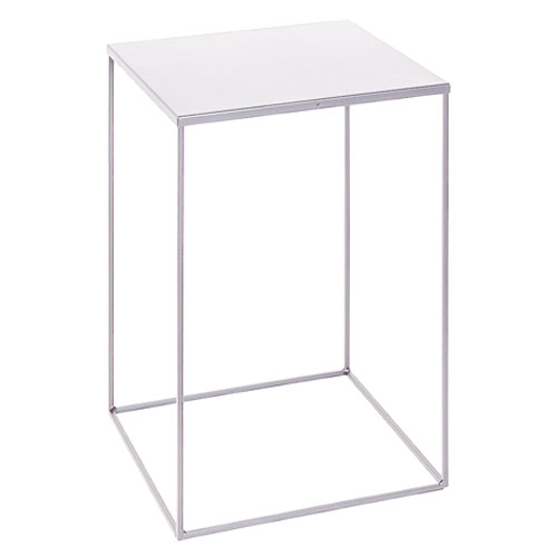 Cube table in white painted iron wire - 60 cm