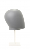 Grey plastic male head with base