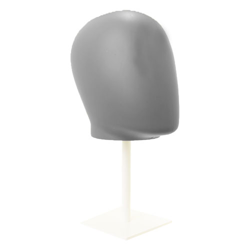 Grey plastic male head with base