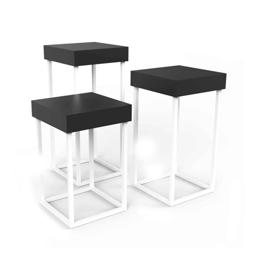 Set of three display tables